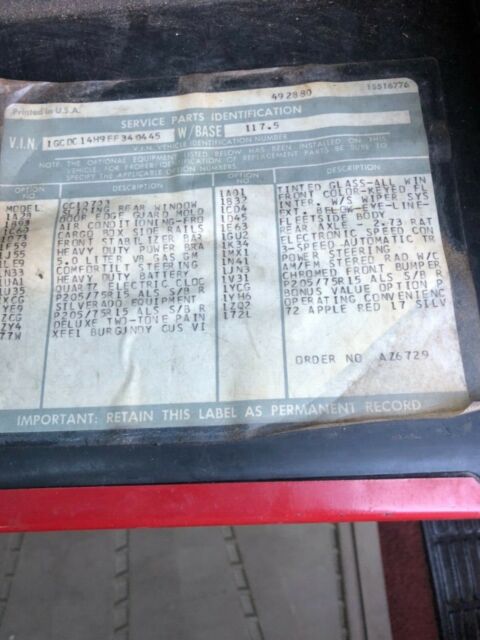 1984 Red Chevrolet Silverado 1500 Reg cab