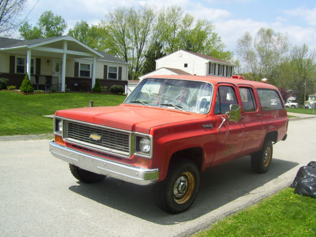 1974 Red Chevrolet Suburban Wagon