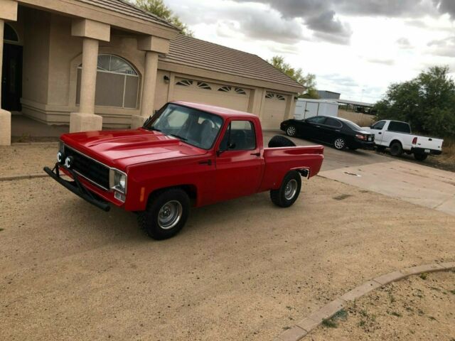 1978 red with black trim Chevrolet C-10 short bed