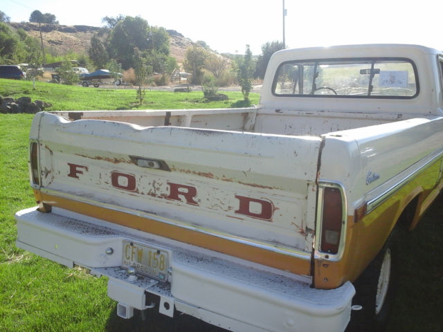 1971 Tow-tone white over mustard yellow Ford F-100 Standard Cab Pickup