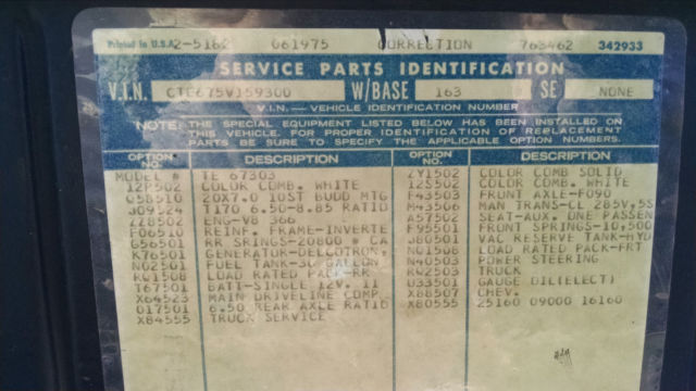 1975 White Chevrolet Other Pickups Cab & Chassis