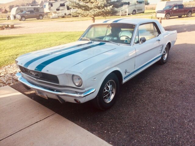 1966 White with Blue racing stripes Ford Mustang Coupe