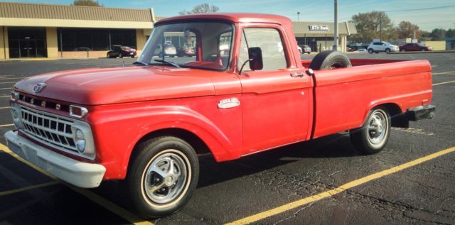 1965 Red Ford F-100 Standard Cab Pickup