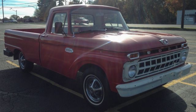1965 Red Ford F-100 Standard Cab Pickup