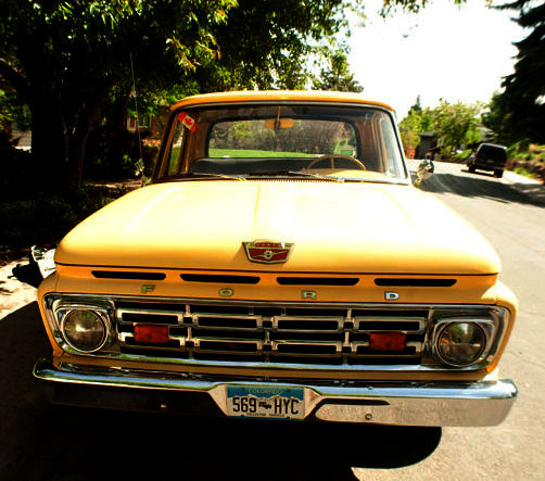 1963 Yellow Ford F-100 Short Body Step side pick up