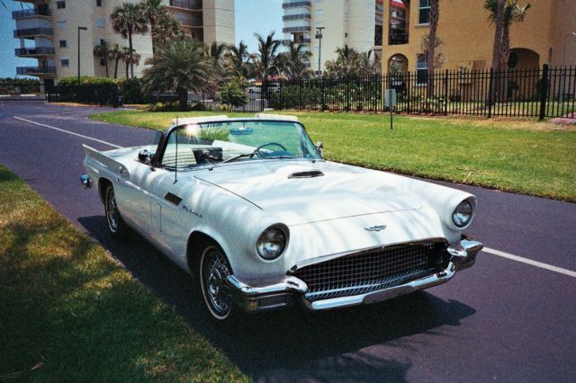 1957 White Ford Thunderbird Convertible