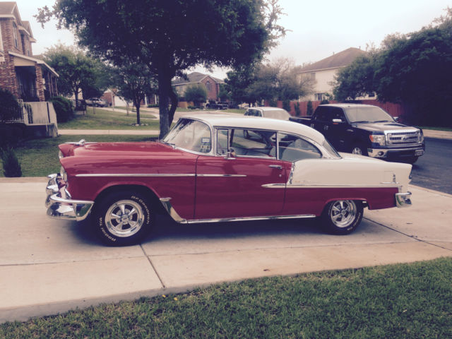 1955 Classic Red / White Chevrolet Bel Air/150/210 2 dr coupe