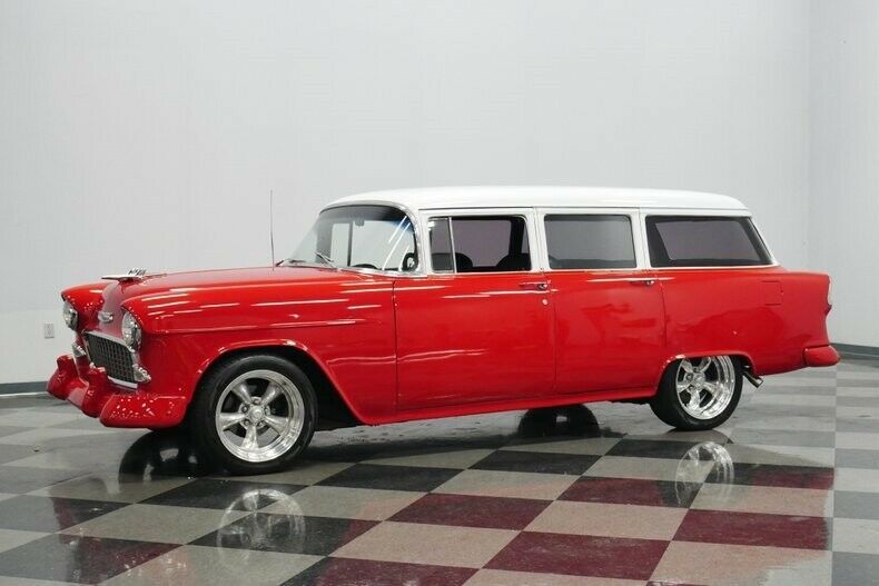 1955 Red Chevrolet Bel Air/150/210 Sedan