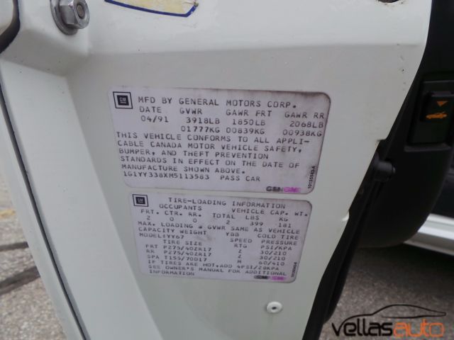 1991 White Chevrolet Corvette Convertible