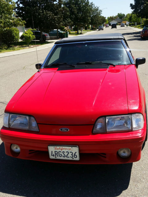 1991 Red Ford Mustang Convertible