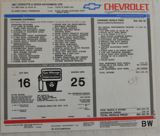 1991 Red Chevrolet Corvette Coupe