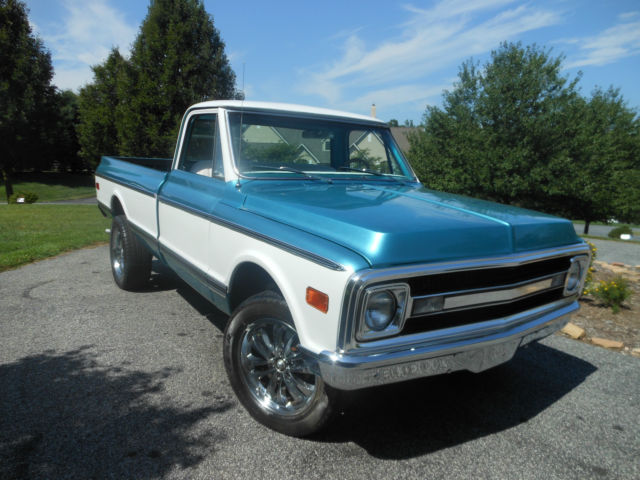 1970 metallic light blue Chevrolet C-10 pickup
