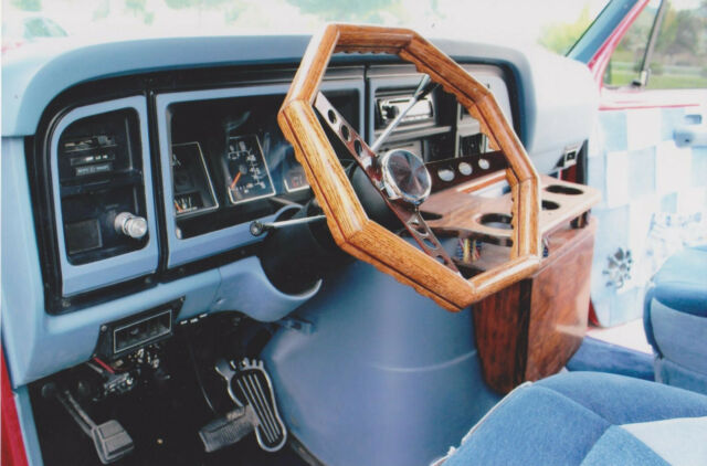 1987 Red, White, Blue Ford E-Series Van Extended Passenger Van