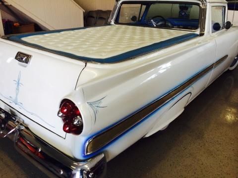 1958 pearl white and blue Ford Ranchero