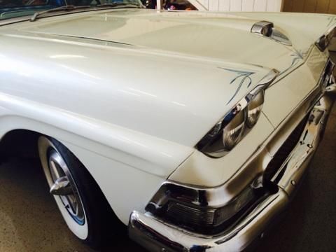 1958 pearl white and blue Ford Ranchero