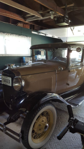 1931 Beige and Light Brown Ford Model A 2 door coupe