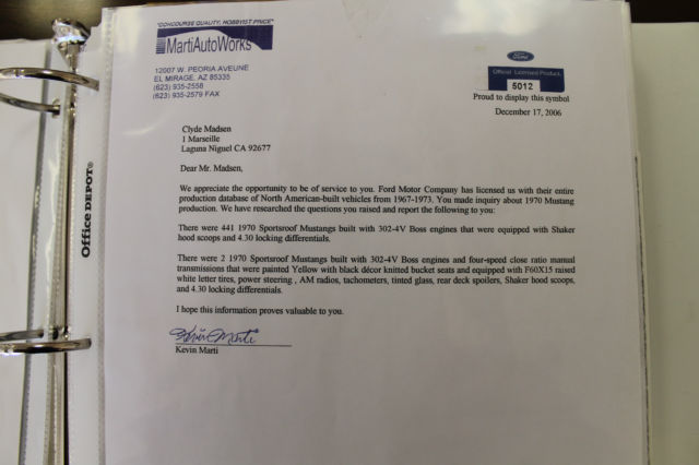 1970 Yellow Ford Mustang SPORTROOF