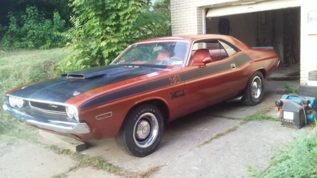 1970 burnt orange Dodge Challenger