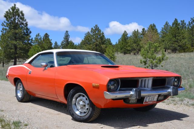1974 Orange Plymouth Barracuda Coupe