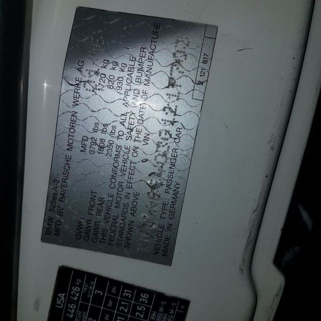 1986 White BMW 3-Series Coupe