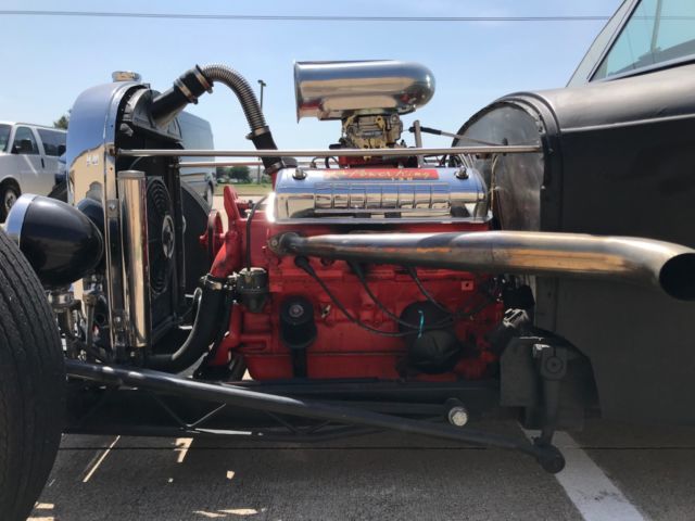 1928 Black FORD RAT ROD T BUCKET WHITE WALLED OPEN PIPED T BUCKET