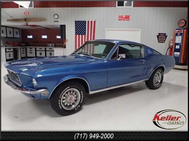 1968 Blue Ford Mustang 2 Dr