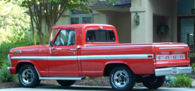 1970 Red with silver trim Ford F-100 Standard Cab Pickup