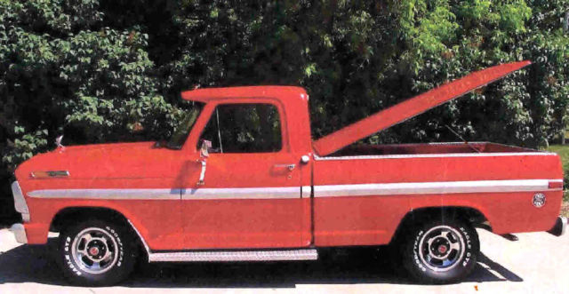 1970 Red with silver trim Ford F-100 Standard Cab Pickup