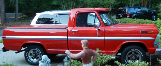 1970 Red with silver trim Ford F-100 Standard Cab Pickup