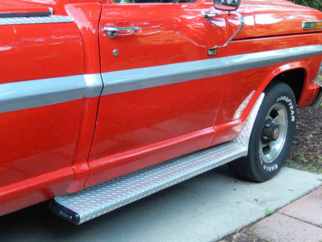 1970 Red with silver trim Ford F-100 Standard Cab Pickup