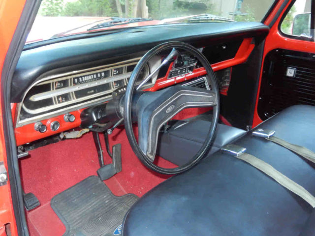 1970 Red with silver trim Ford F-100 Standard Cab Pickup