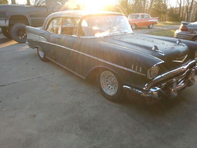 1957 Black Chevrolet Bel Air/150/210 Sedan