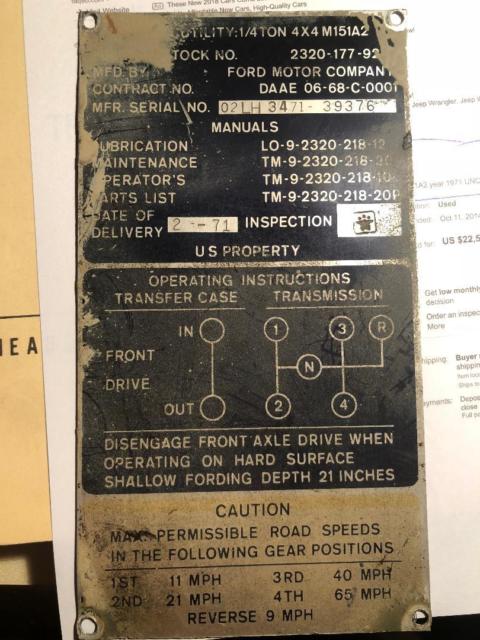 1971 DARK GREEN Ford Jeep M151A2 2 Door Jeep