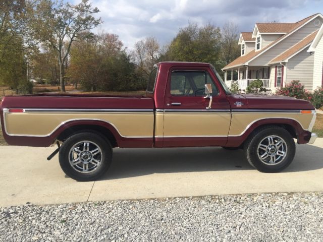 1977 Gold and burgundy Ford F-100 Standard Cab Pickup
