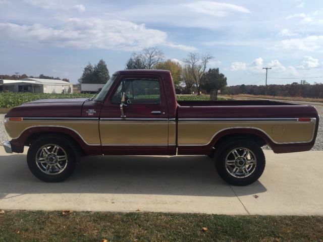 1977 Gold and burgundy Ford F-100 Standard Cab Pickup