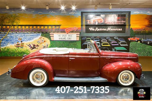 1940 Red Ford Deluxe Convertible