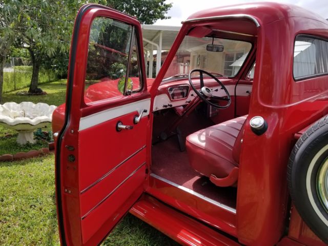 1955 Red Ford F-100 Crew Cab Pickup