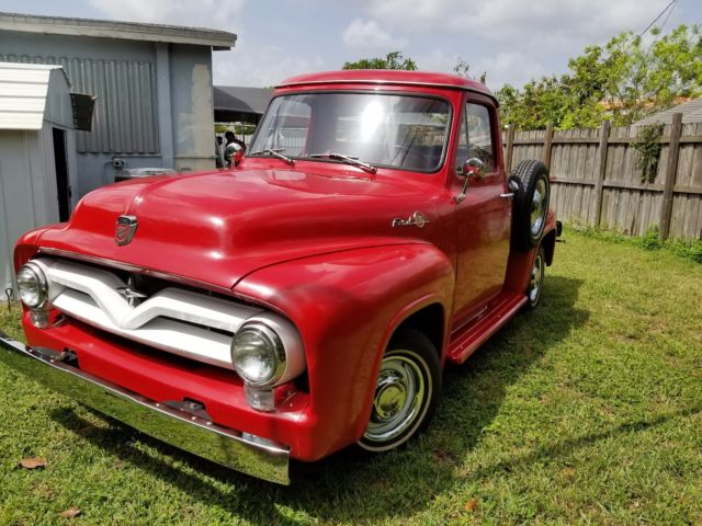 1955 Red Ford F-100 Crew Cab Pickup
