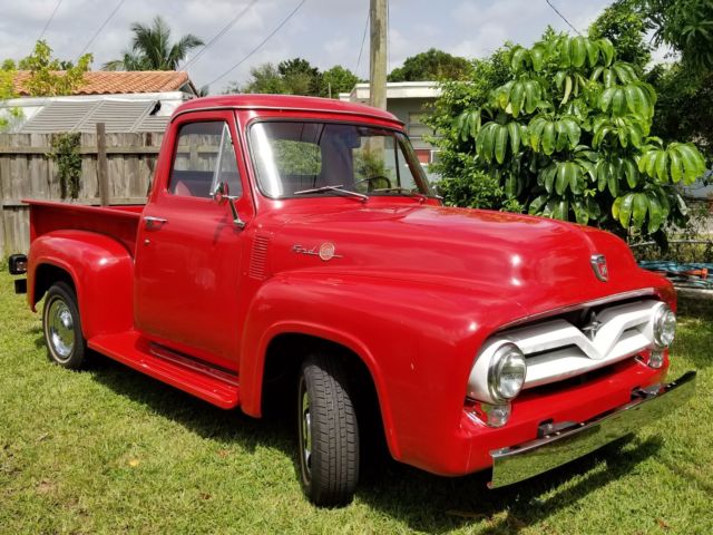 1955 Red Ford F-100 Crew Cab Pickup