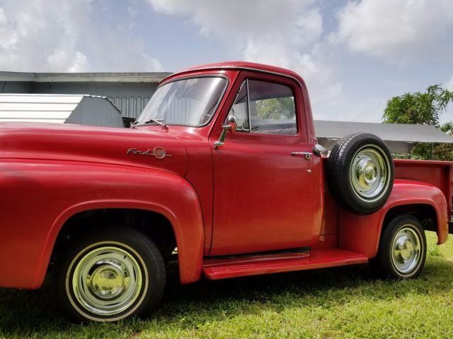 1955 Red Ford F-100 Crew Cab Pickup