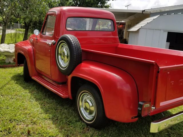 1955 Red Ford F-100 Crew Cab Pickup