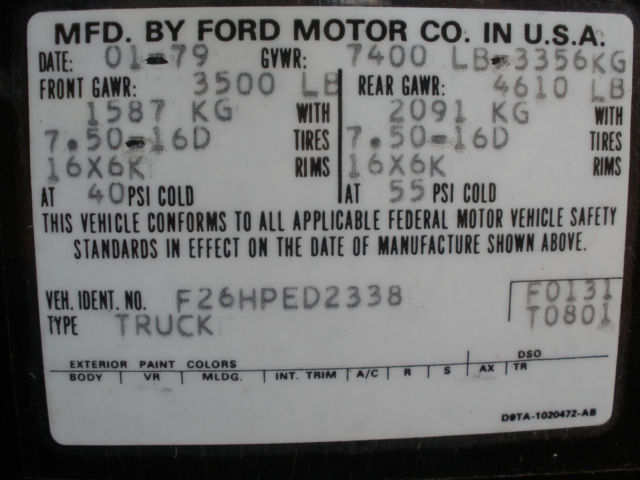 1979 Black Ford F-250 Standard Cab Pickup