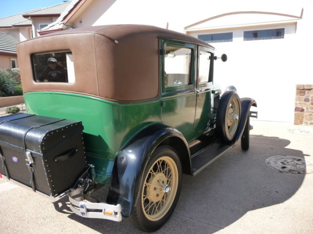 1928 Green- two tone Ford Model A 4-Door