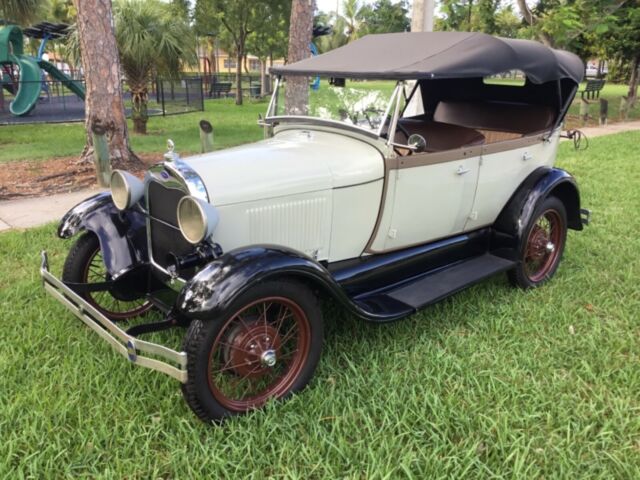 1929 Beige and Black Ford Model A Convertible