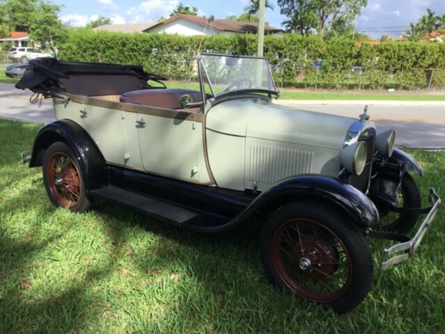 1929 Beige and Black Ford Model A Convertible