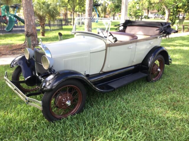 1929 Beige and Black Ford Model A Convertible