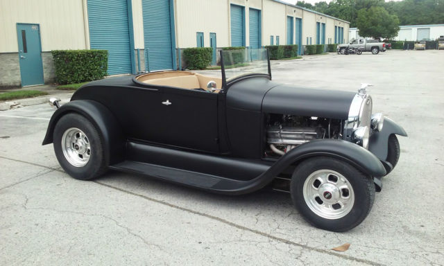 1929 Satin Black Ford Model A Two door roadster