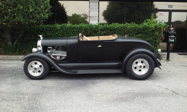 1929 Satin Black Ford Model A Two door roadster