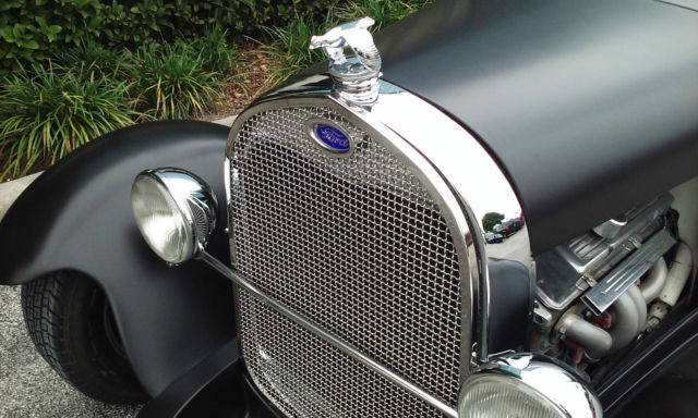 1929 Satin Black Ford Model A Two door roadster
