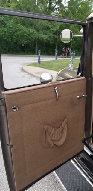 1929 Rose Beige-Seal Brown-Black-Orange Pinstriping Ford Model A Coupe